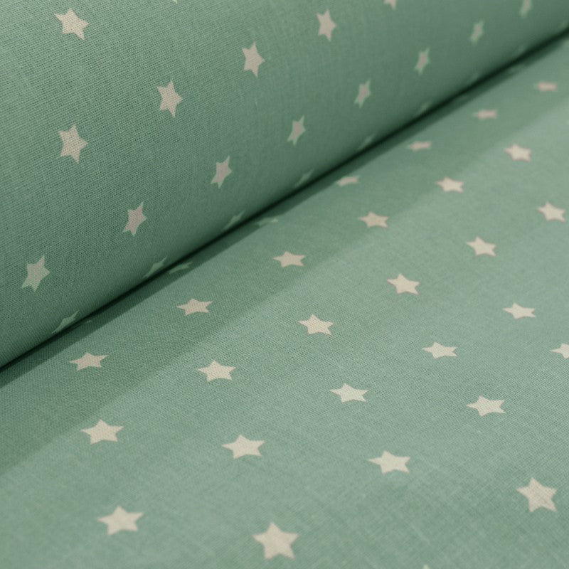 Popeline de Coton Etoiles Vert - Ribes y Casals