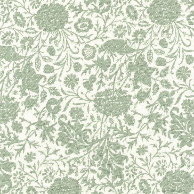 Popeline Coton Fleur Vert - Ribes y Casals