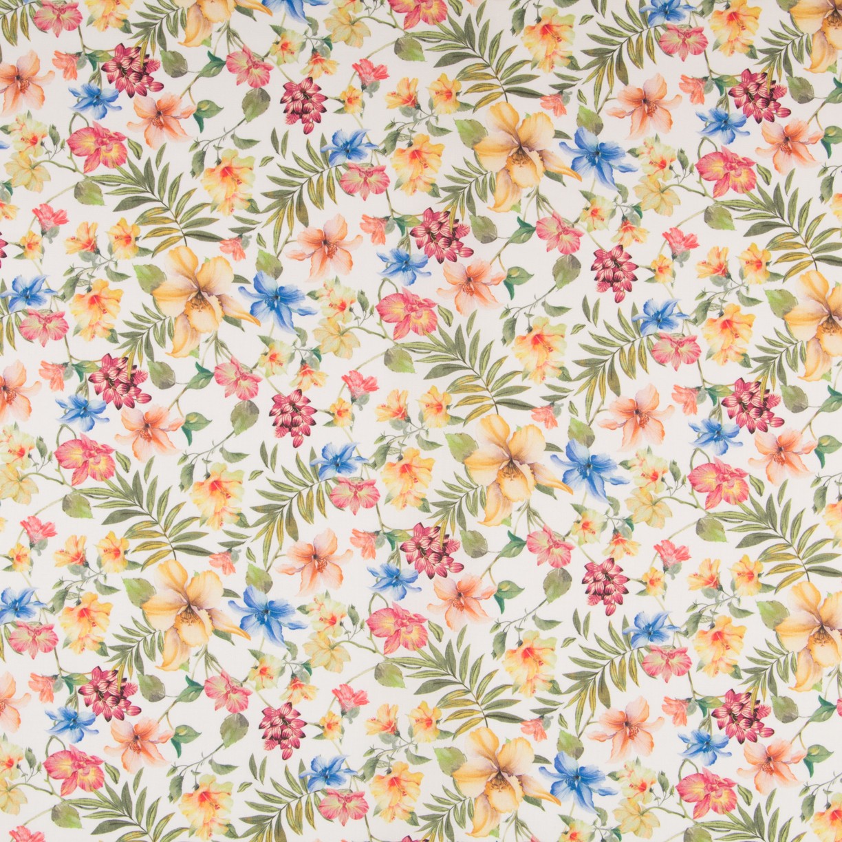 Popeline Coton Fleurs Blanc - Ribes y Casals