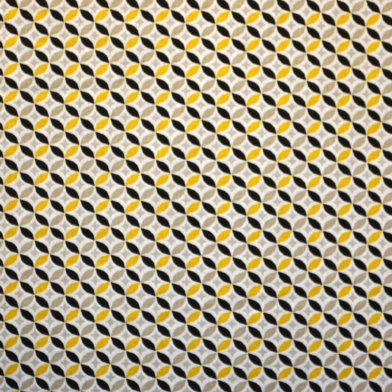 Cotton Poplin Geometric Yellow Black - Ribes y Casals