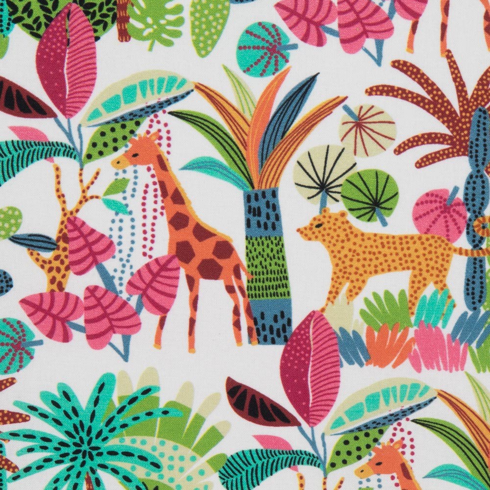 Popeline Coton Multicolore Jungle - Ribes y Casals