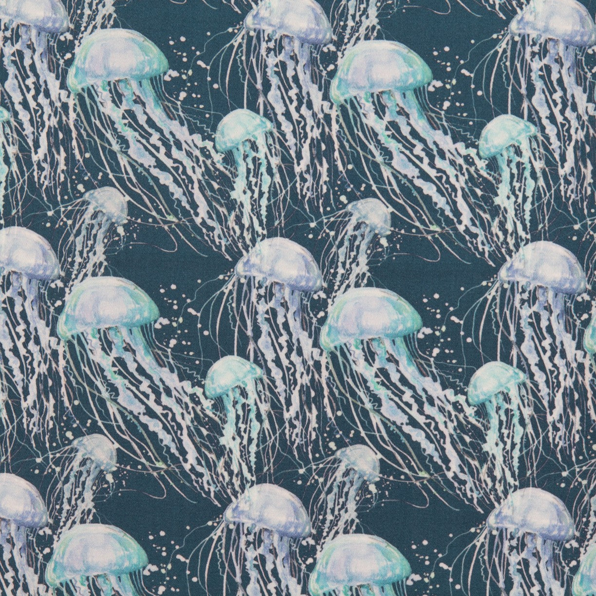 Popeline Coton Méduses Pétrole - Ribes y Casals