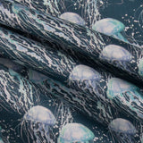 Popeline Coton Méduses Pétrole - Ribes y Casals