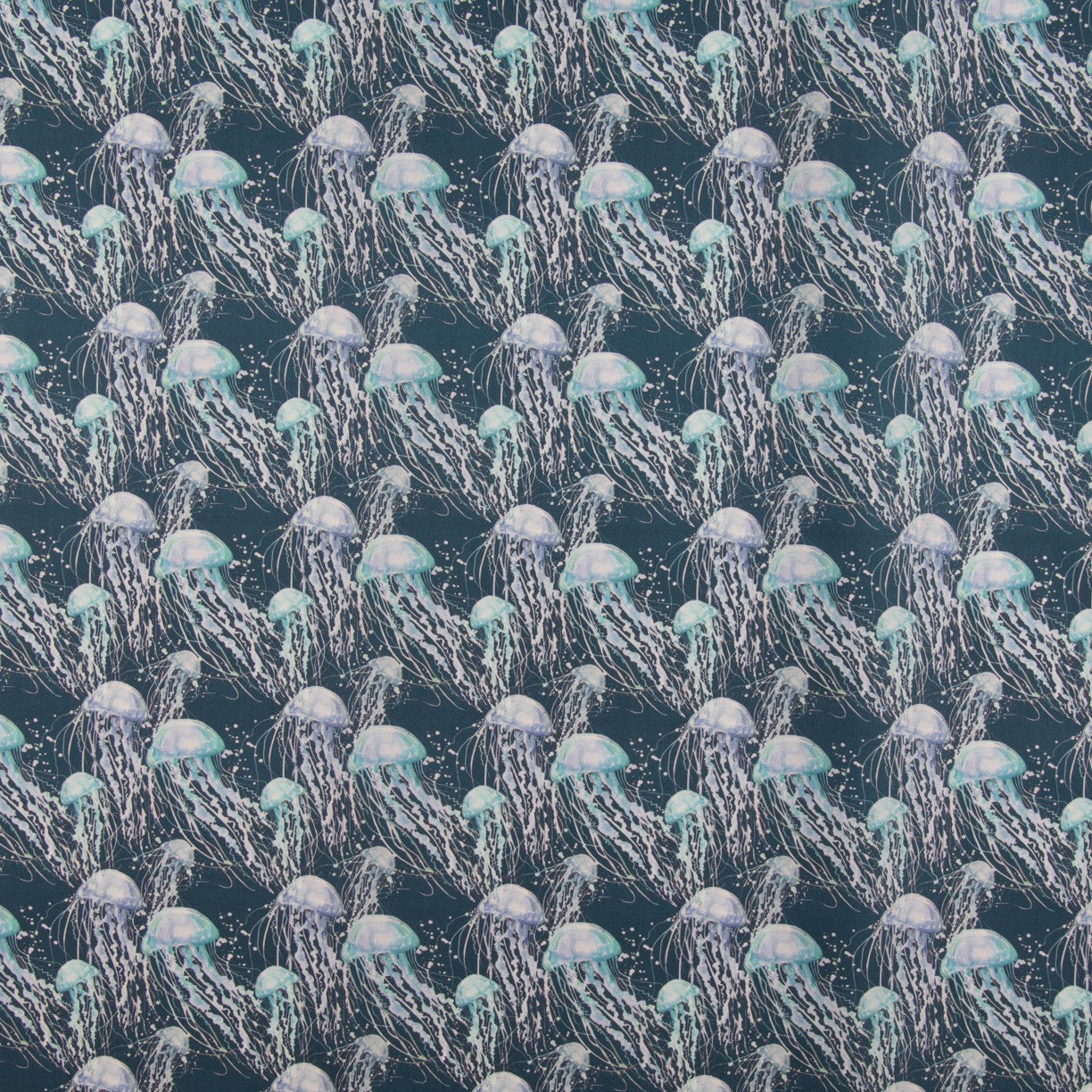 Popeline Coton Méduses Pétrole - Ribes y Casals