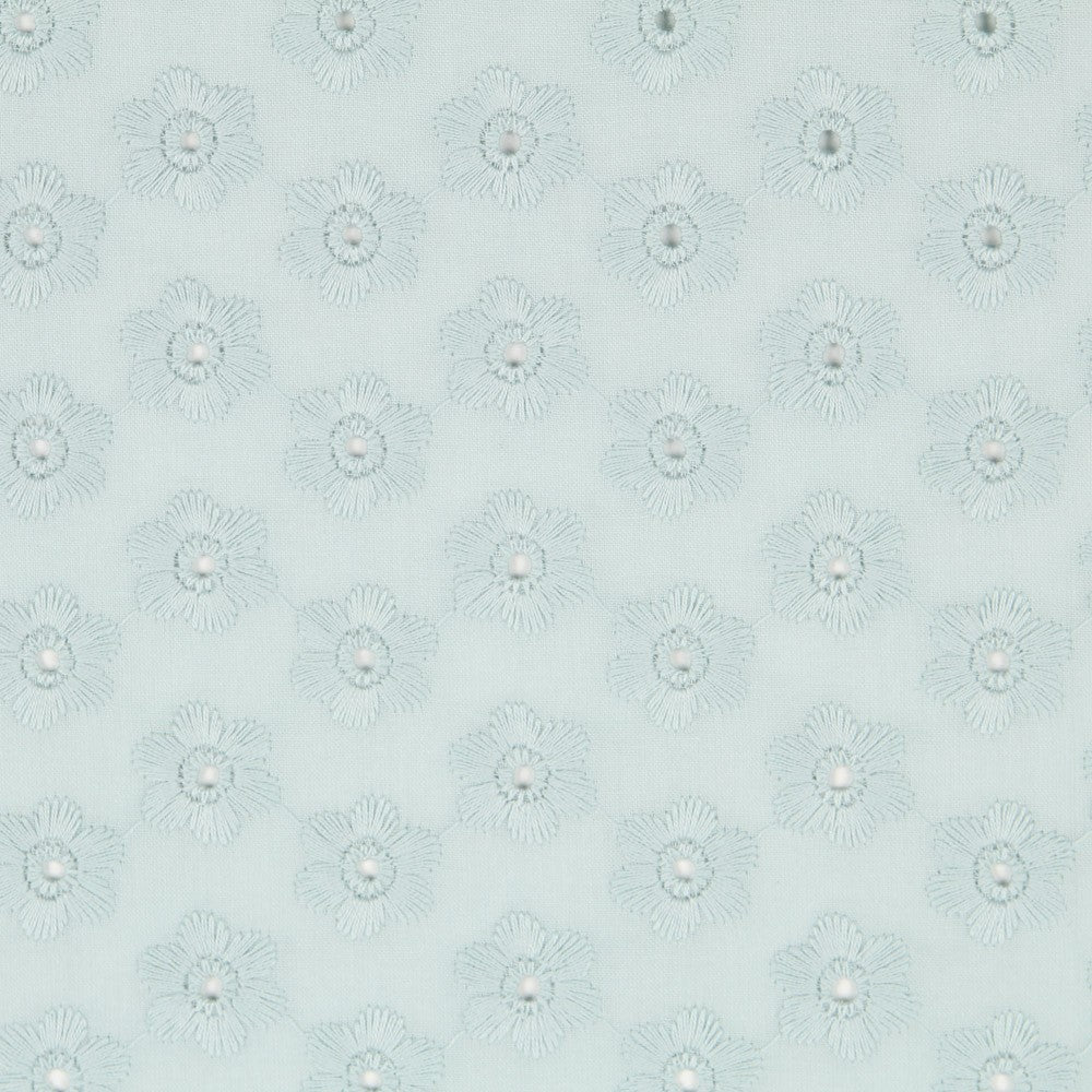 Popeline Broderie Floral Vert Menthe - Ribes y Casals