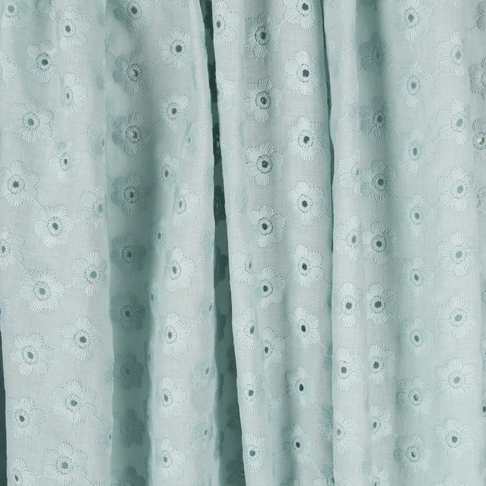Popeline Broderie Floral Vert Menthe - Ribes y Casals