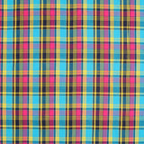 Popeline Chemise Coton Madras Multicolore Bleu - Ribes y Casals