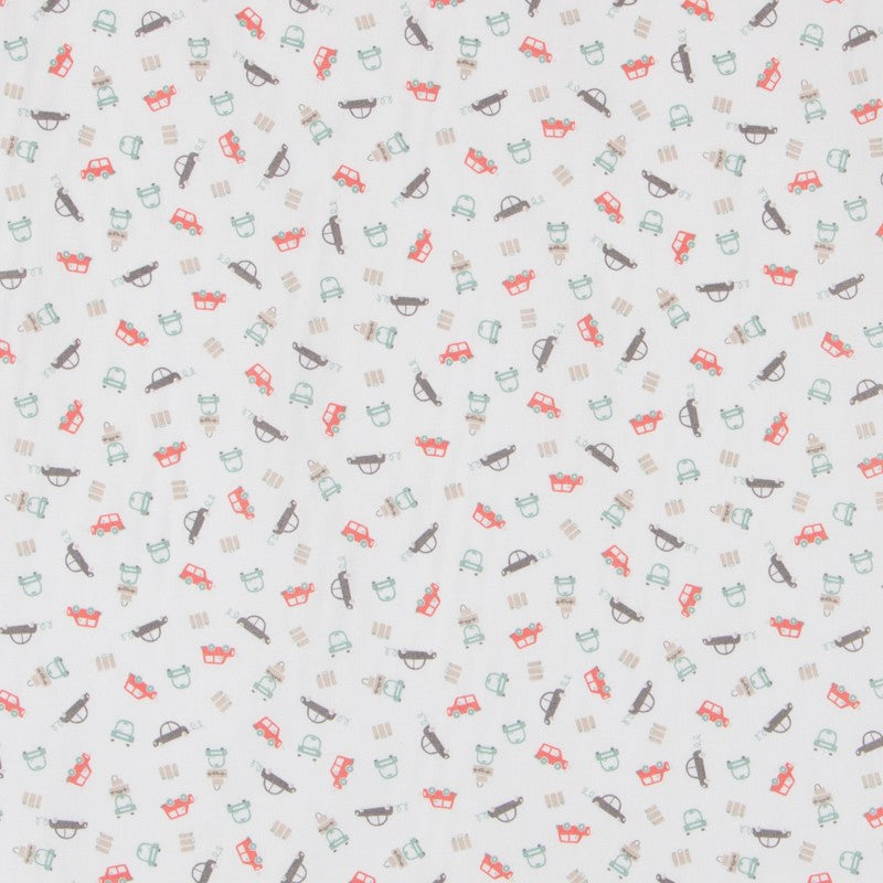 Popeline Cars Orange - Ribes y Casals