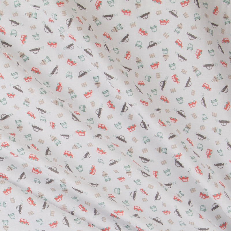 Popeline Cars Orange - Ribes y Casals