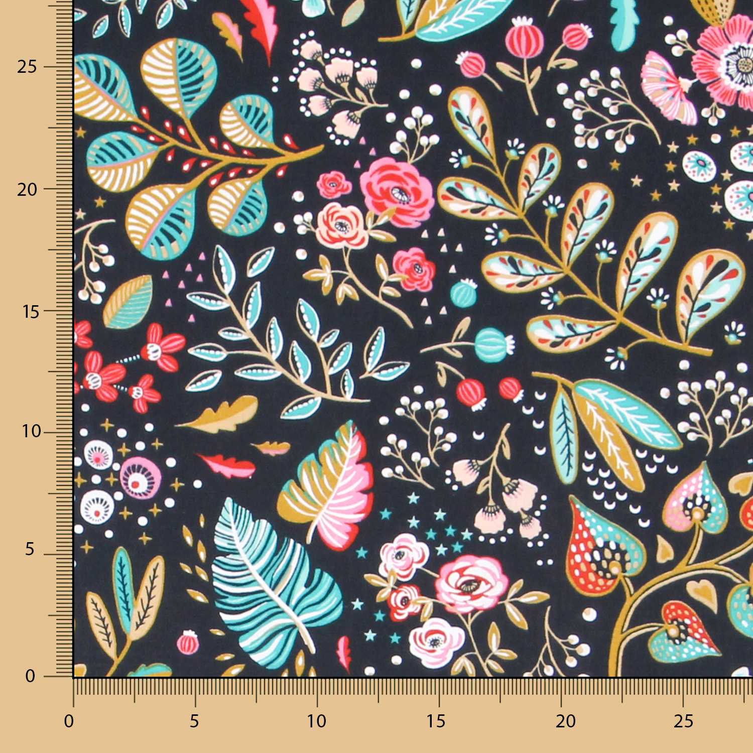 Popeline Coton Ancolie Noire - Ribes y Casals