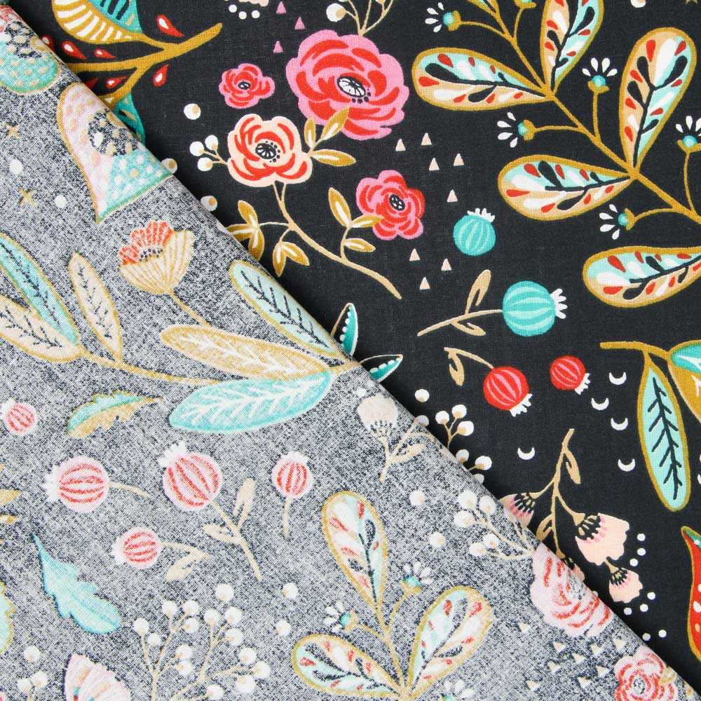 Popeline Coton Ancolie Noire - Ribes y Casals