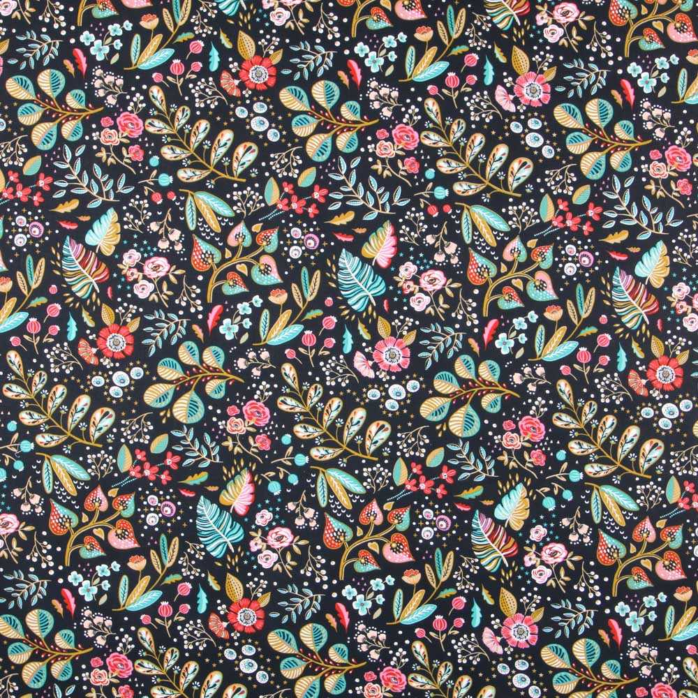 Popeline Coton Ancolie Noire - Ribes y Casals