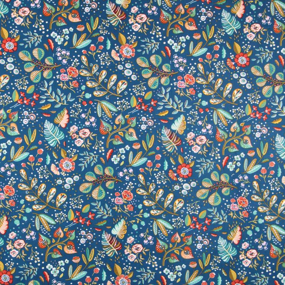 Popeline Coton Ancolie Peinture - Ribes y Casals