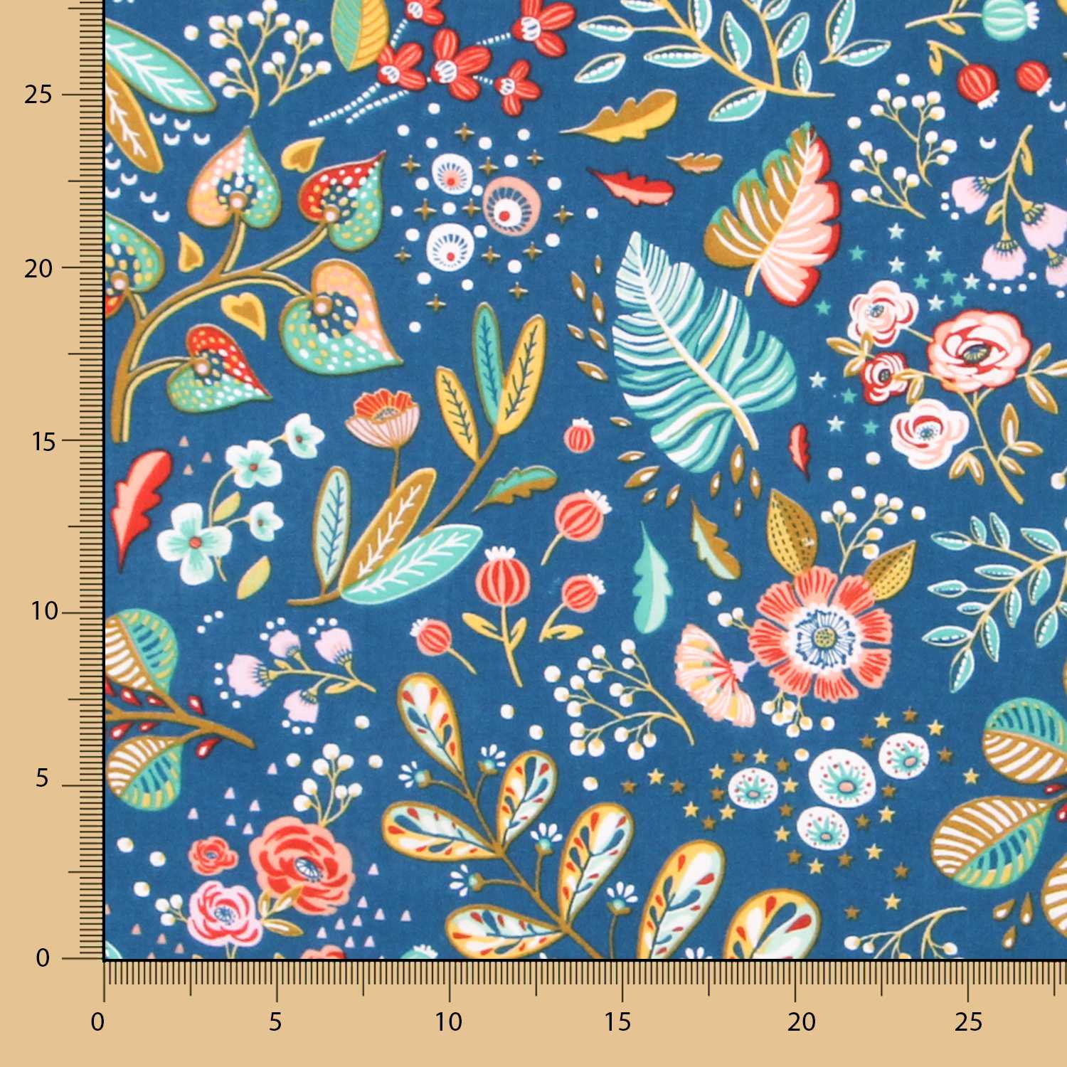 Popeline Coton Ancolie Peinture - Ribes y Casals