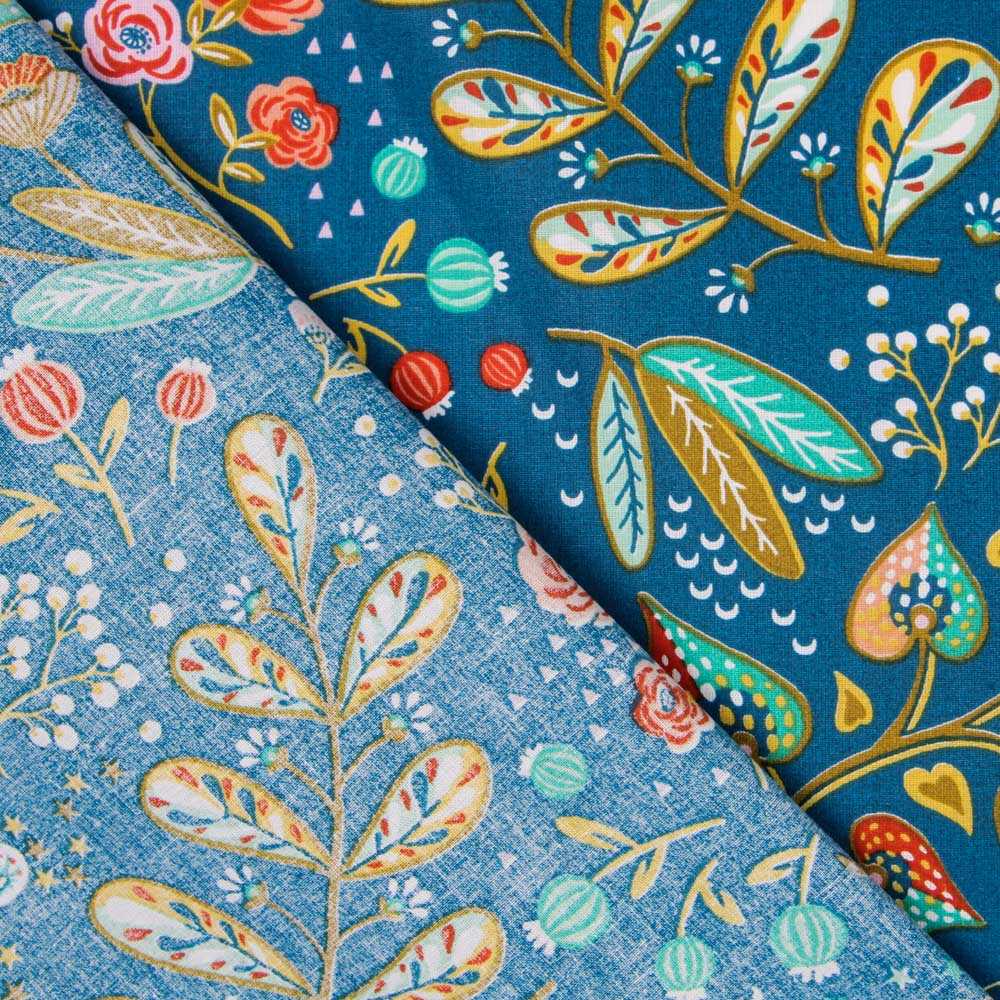 Popeline Coton Ancolie Peinture - Ribes y Casals