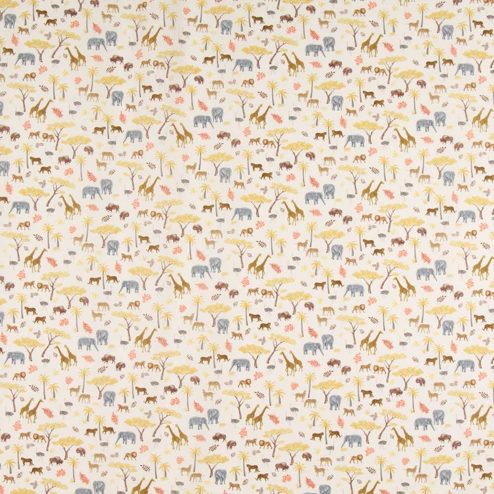 Popeline Coton Animaux Écru - Ribes y Casals