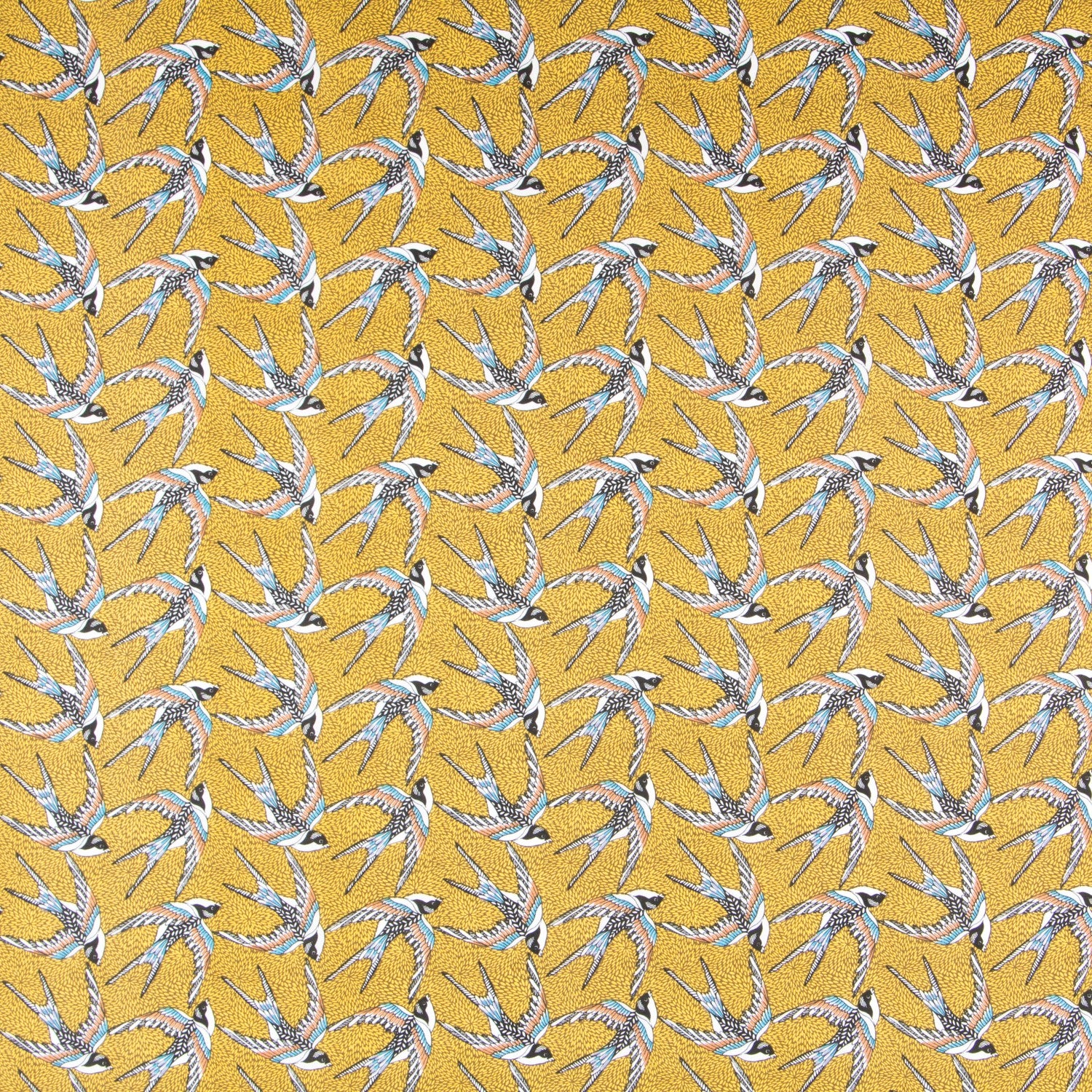 Popeline Coton Oiseaux Ocre - Ribes y Casals