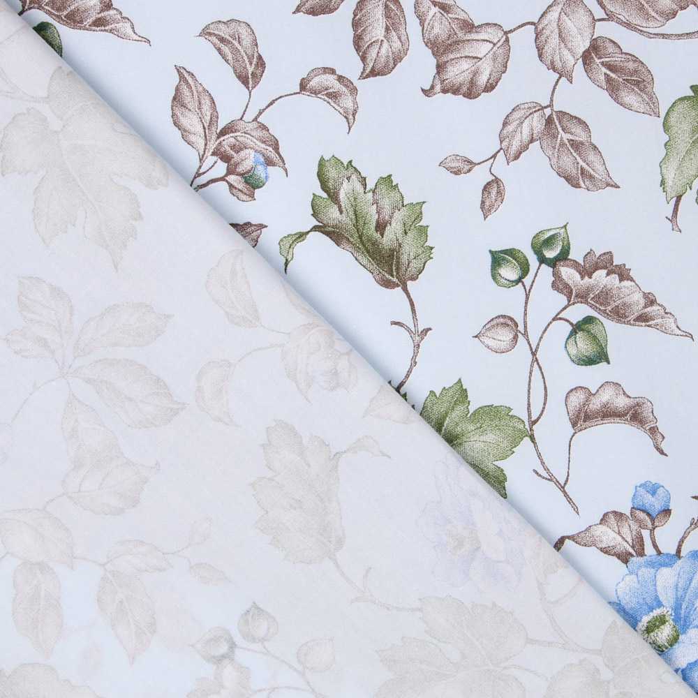 Popeline Coton Bleu Bouquet - Ribes y Casals