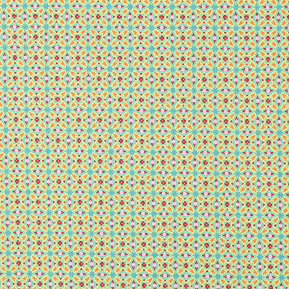 Popeline Coton Vert Géométrique - Ribes y Casals