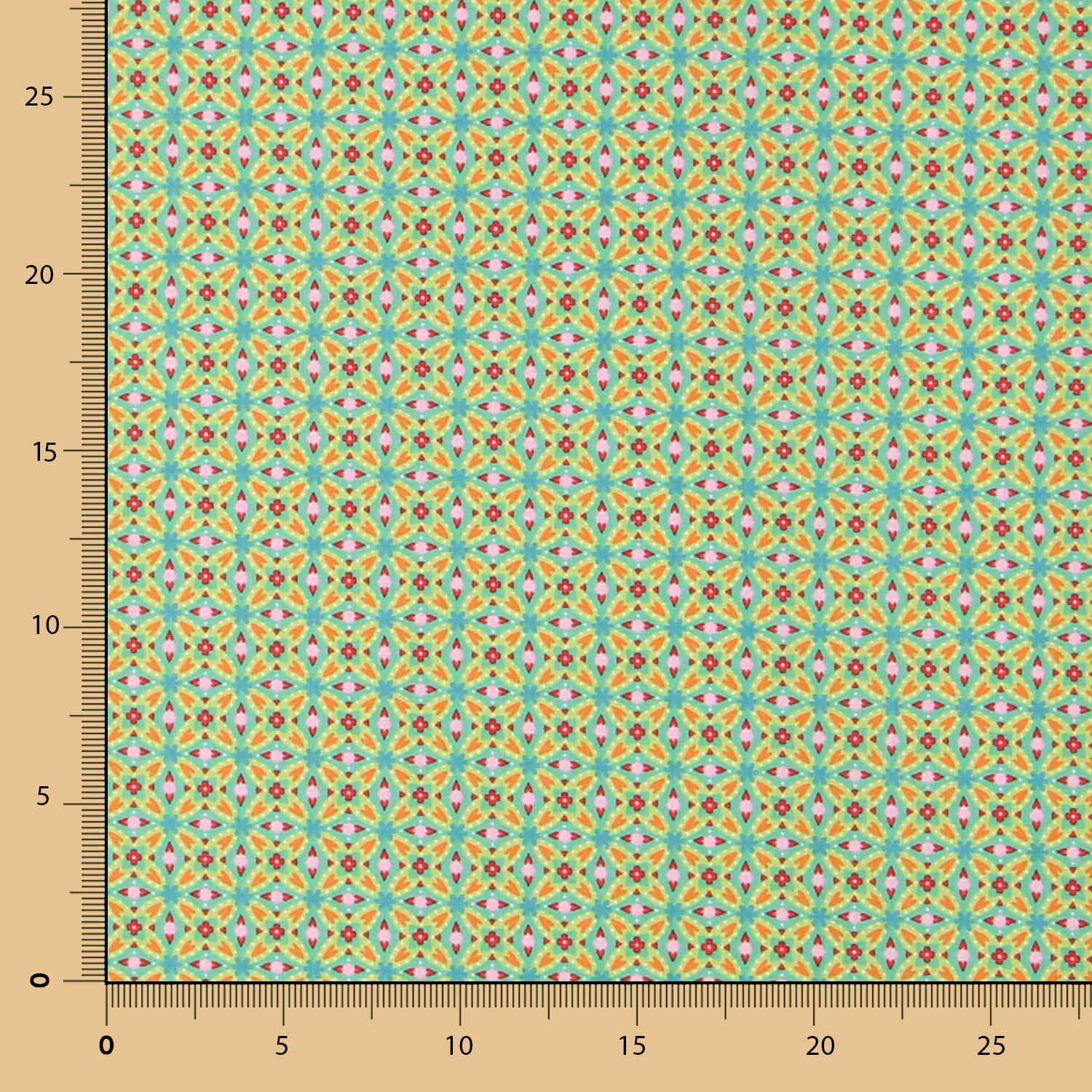 Popeline Coton Vert Géométrique - Ribes y Casals