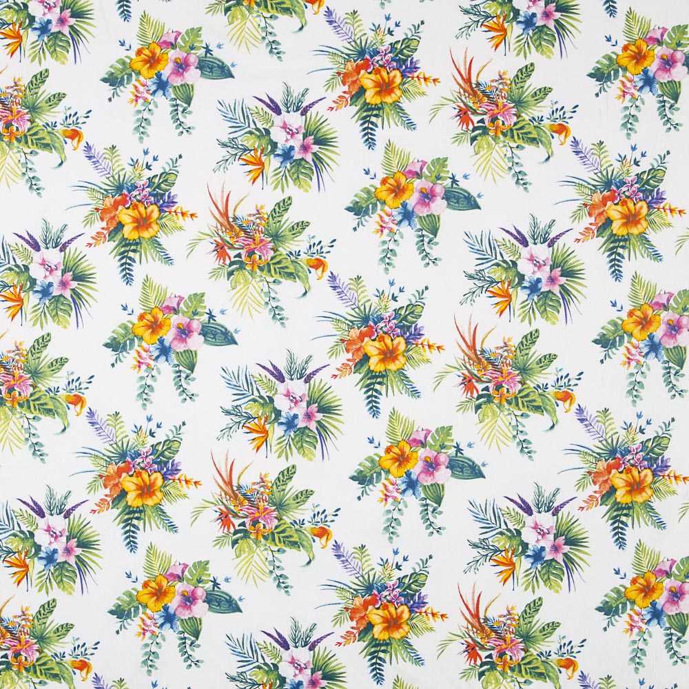 Popeline Coton Hibiscus Blanche - Ribes y Casals