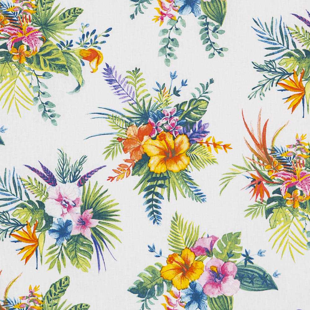 Popeline Coton Hibiscus Blanche - Ribes y Casals