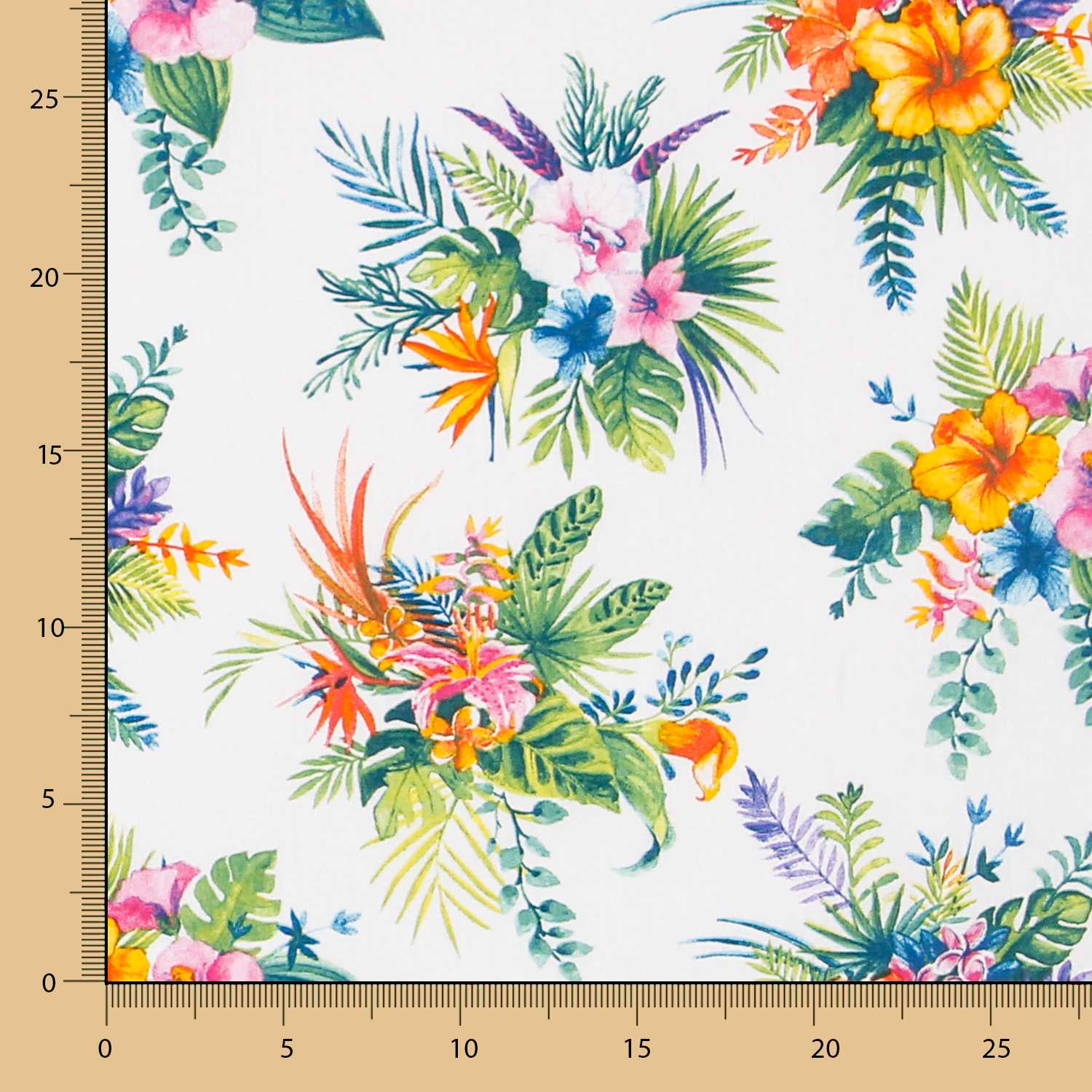 Popeline Coton Hibiscus Blanche - Ribes y Casals