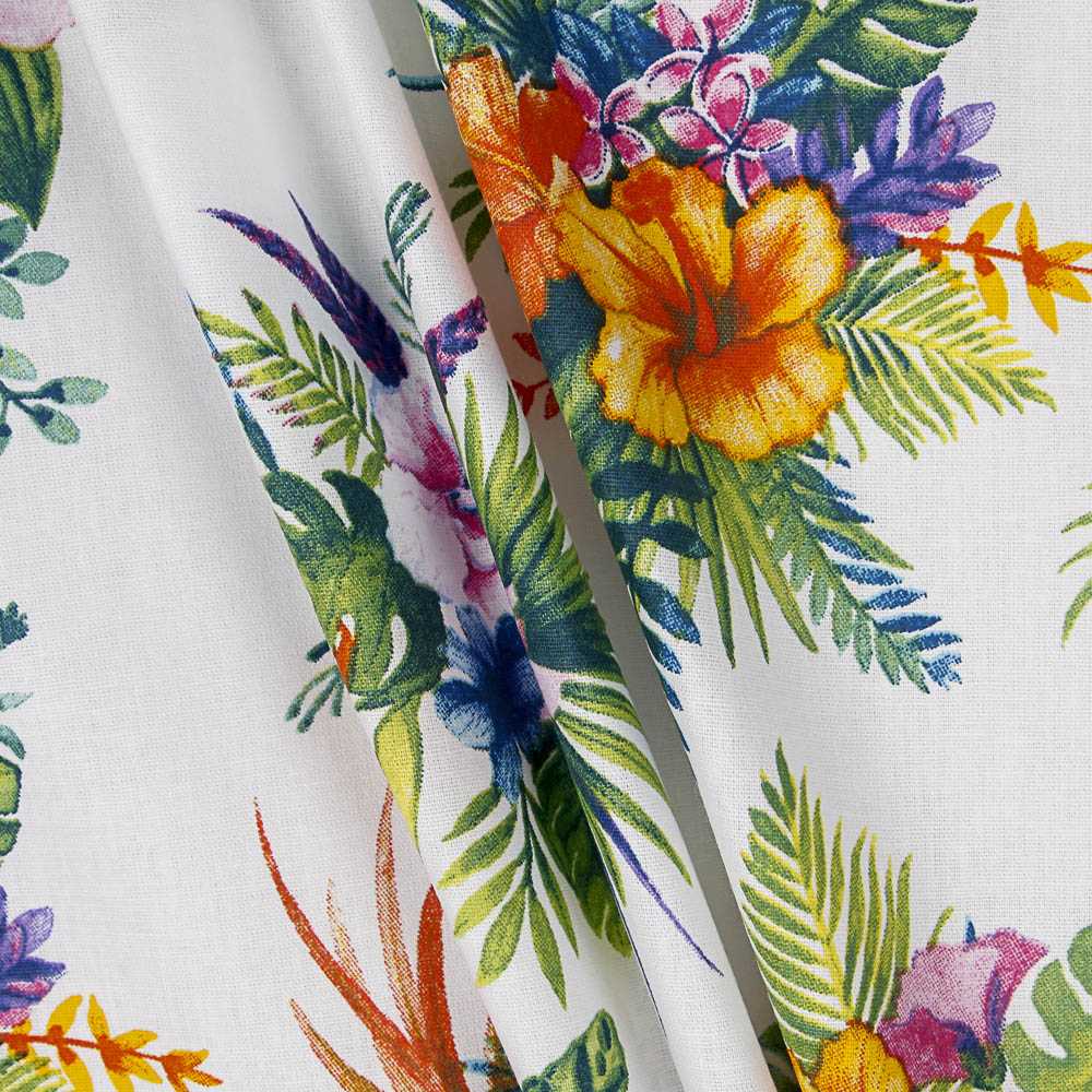 Popeline Coton Hibiscus Blanche - Ribes y Casals