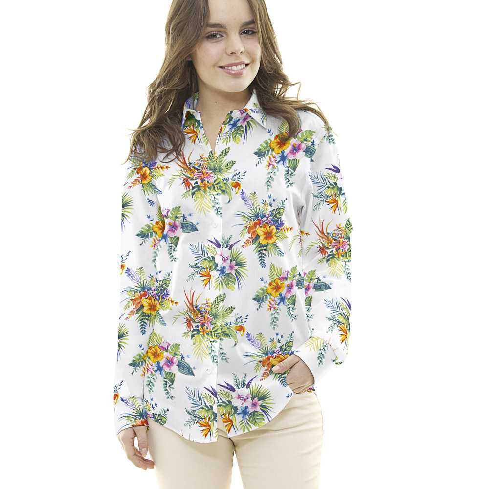 Popeline Coton Hibiscus Blanche - Ribes y Casals