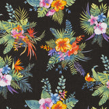 Popeline Coton Hibiscus Noire - Ribes y Casals