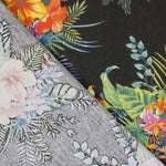 Popeline Coton Hibiscus Noire - Ribes y Casals