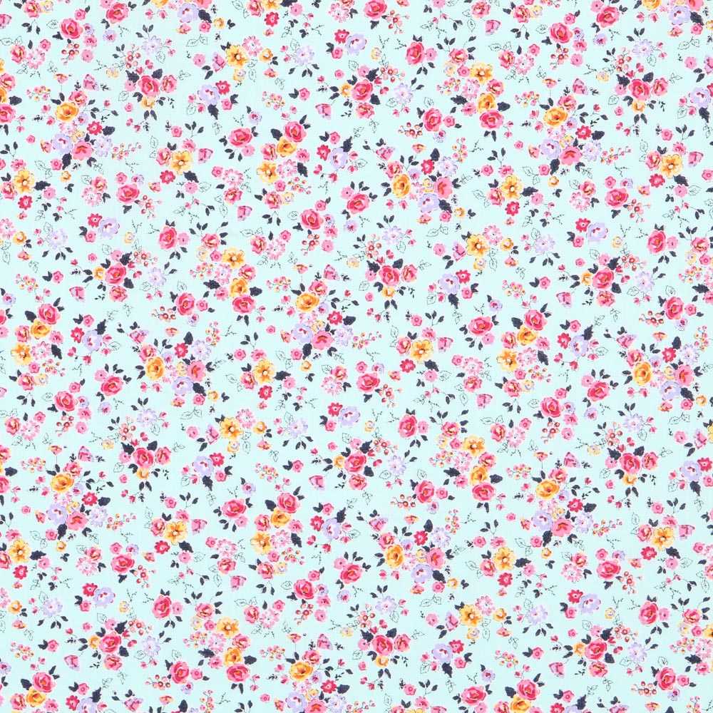 Popeline Coton Bio Crétonne Bleu - Ribes y Casals