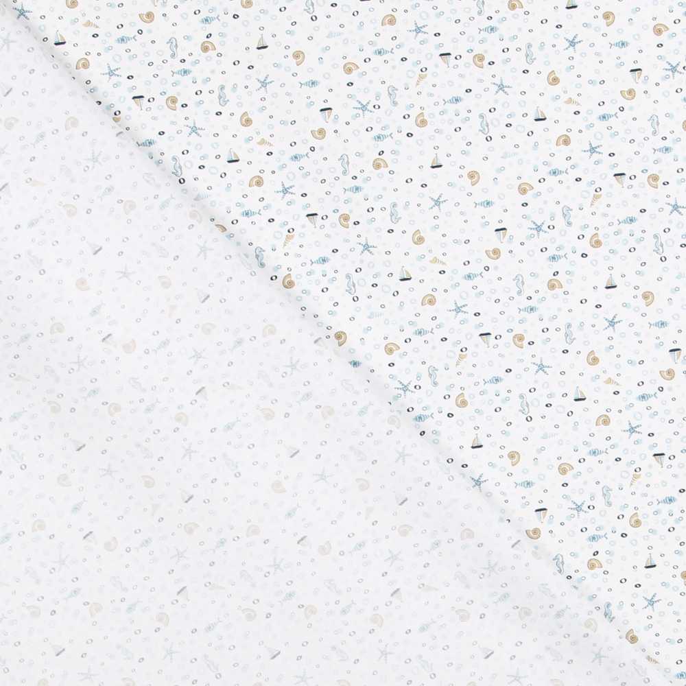 Popeline Coton Bio Mer Bleu - Ribes y Casals