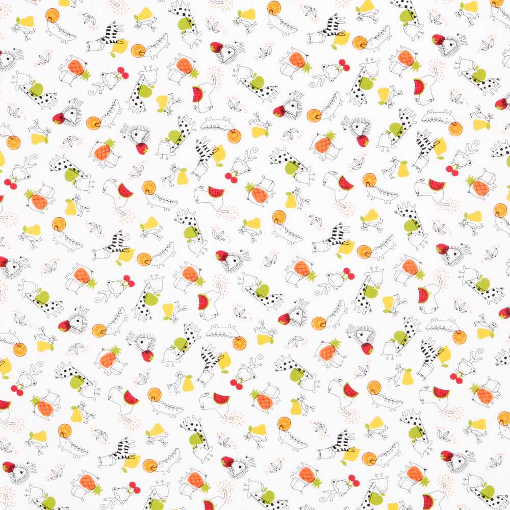 Popeline Coton Bio Rouge Zoo - Ribes y Casals