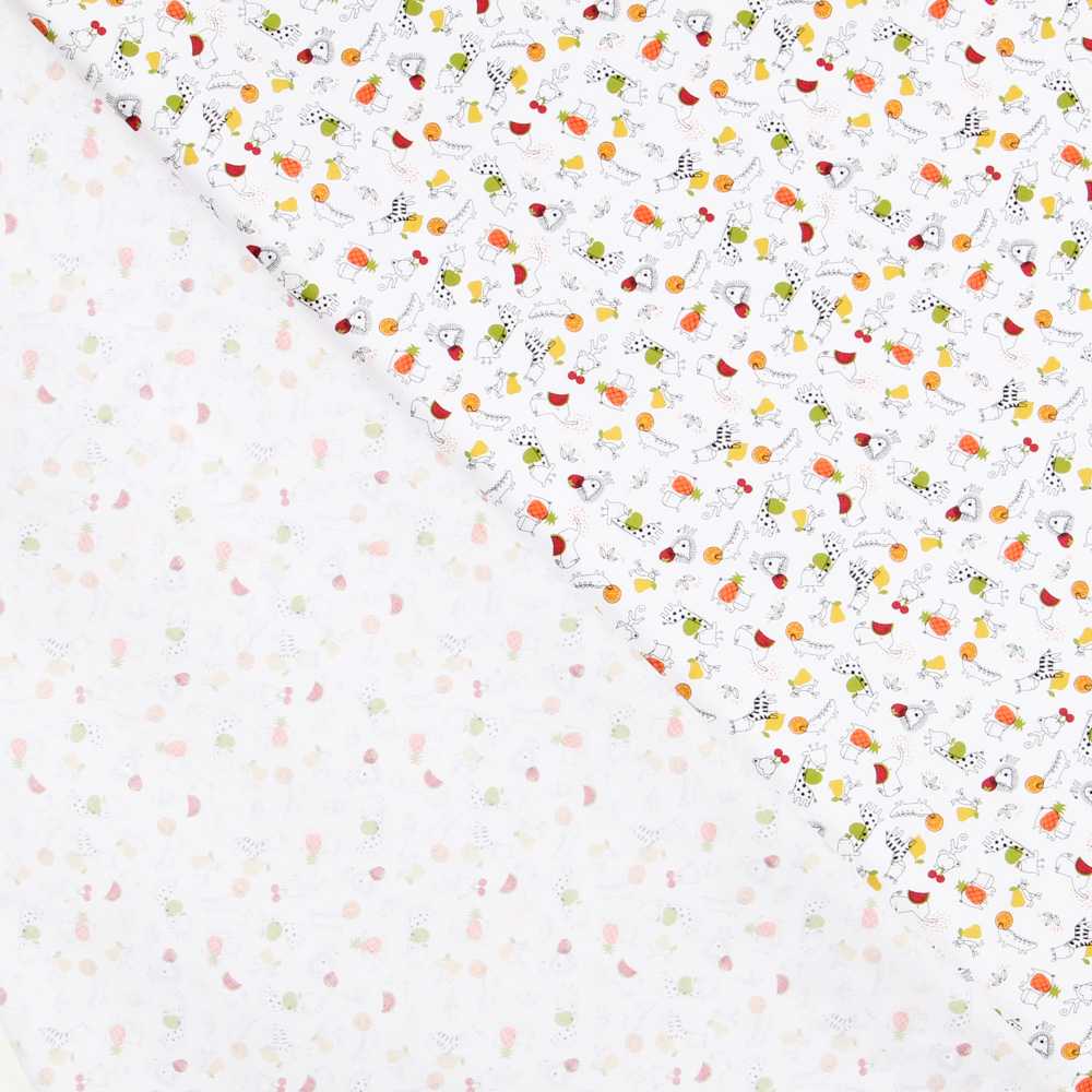 Popeline Coton Bio Rouge Zoo - Ribes y Casals