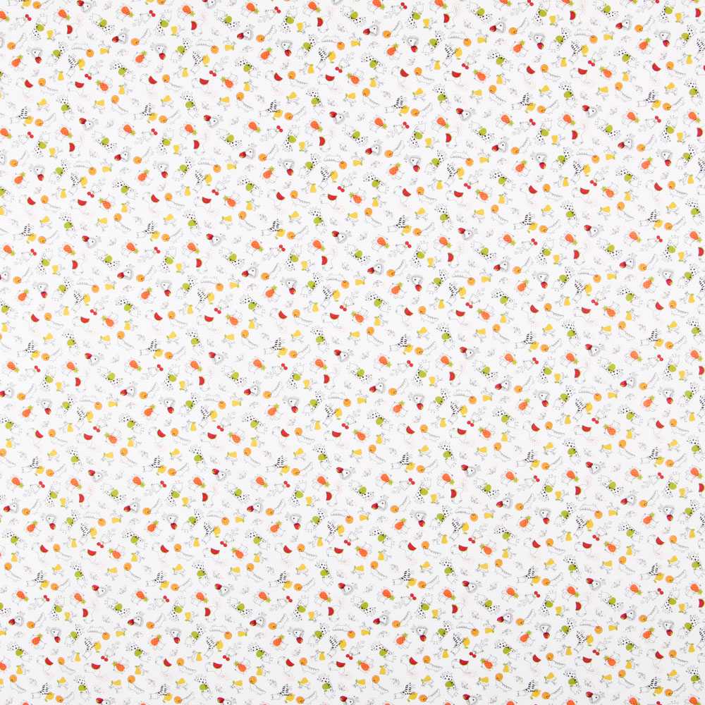 Popeline Coton Bio Rouge Zoo - Ribes y Casals