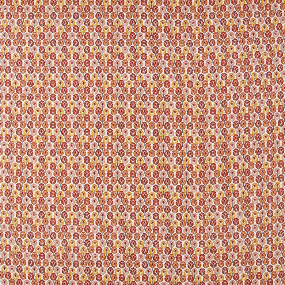 Popeline Coton Plumes Orange - Ribes y Casals