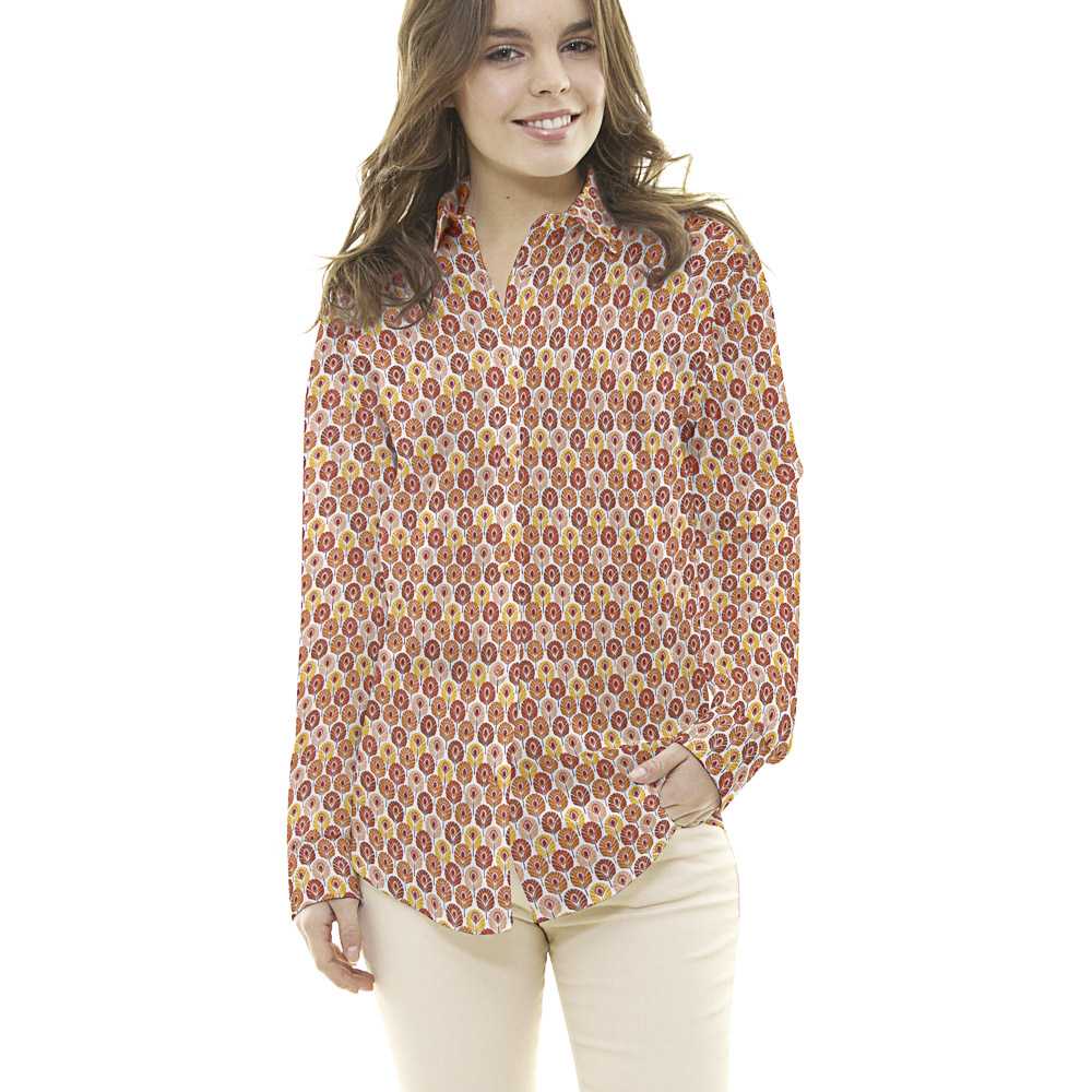 Popeline Coton Plumes Orange - Ribes y Casals