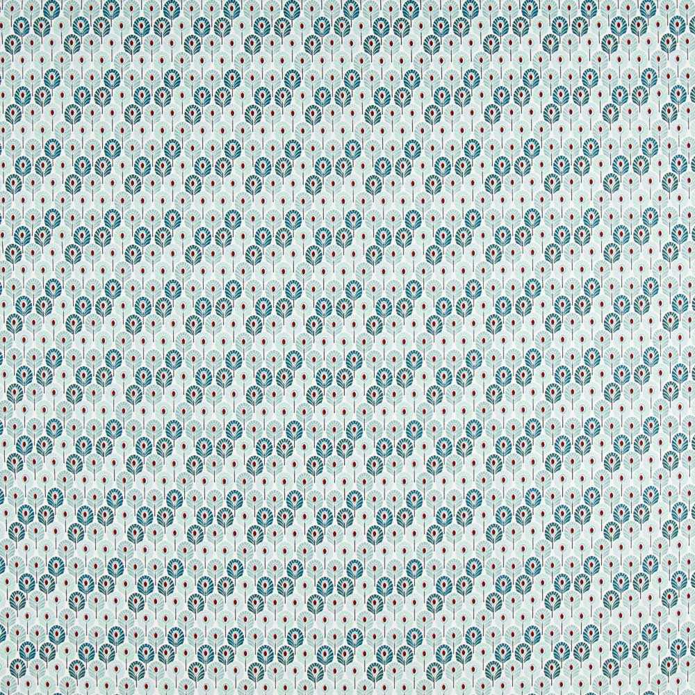 Popeline Coton Plumes Vertes - Ribes y Casals