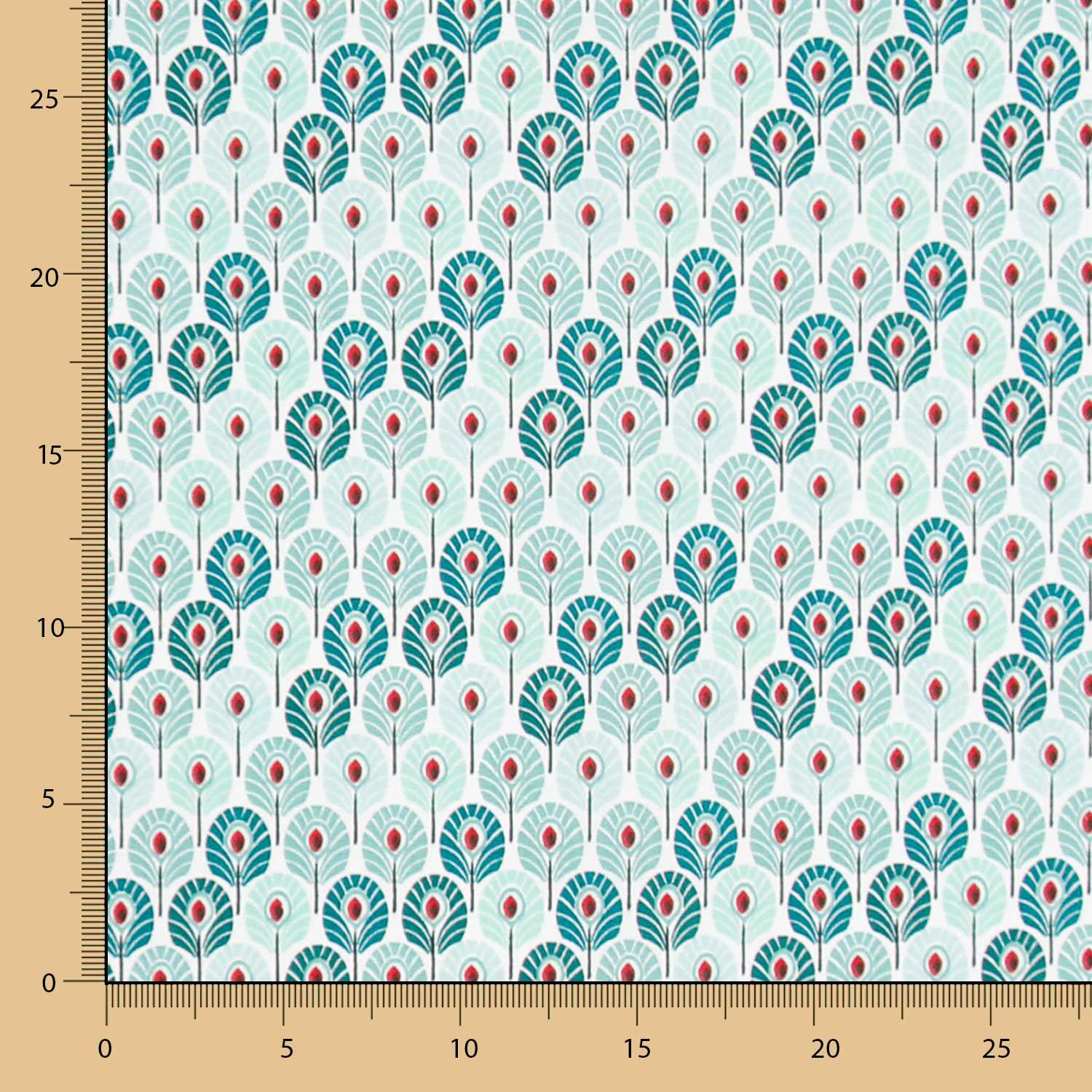 Popeline Coton Plumes Vertes - Ribes y Casals