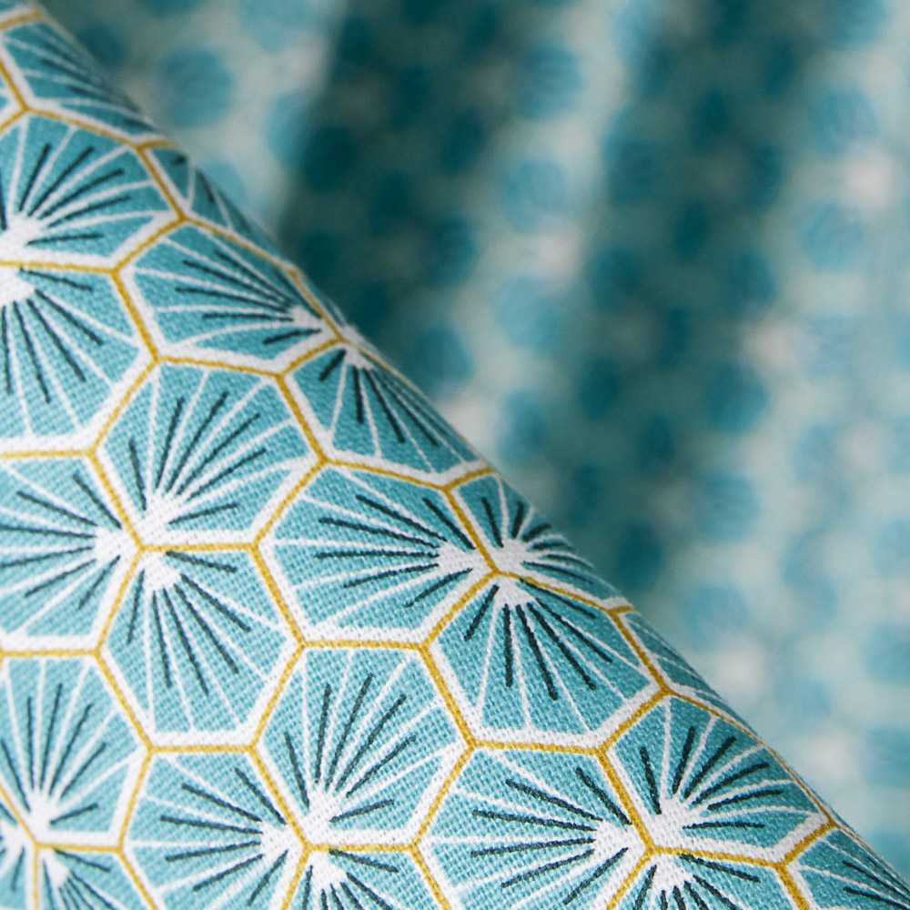 Popeline Coton Puzzle Turquoise - Ribes y Casals