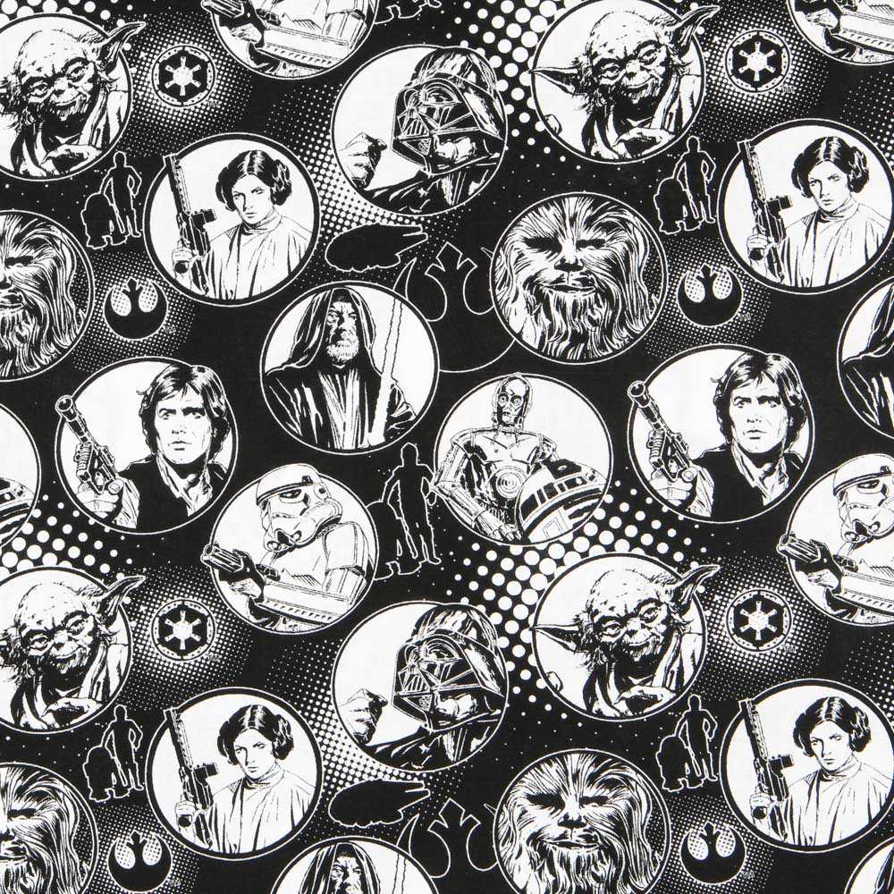Popeline Coton Star Wars Noir - Ribes y Casals