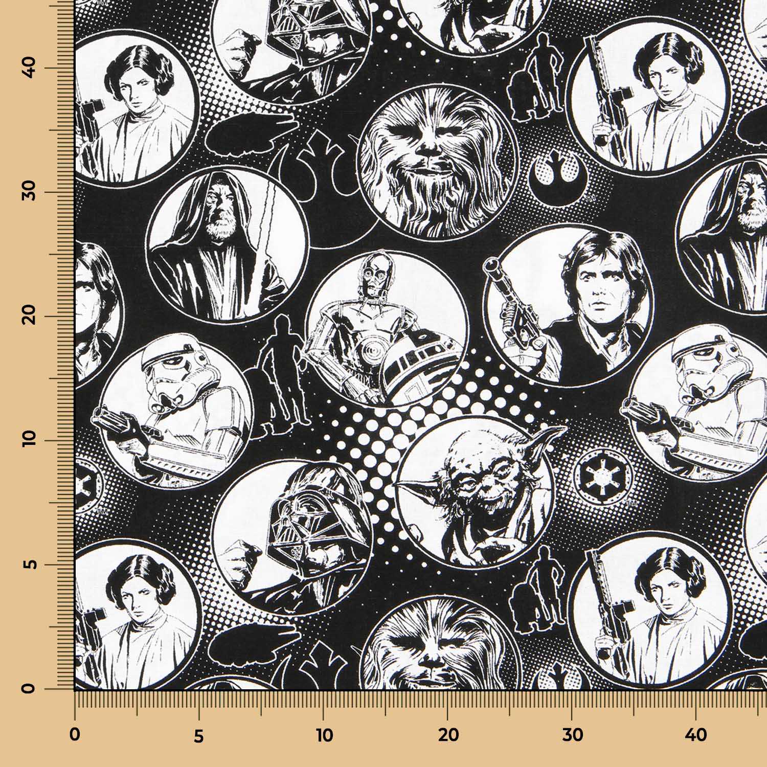 Popeline Coton Star Wars Noir - Ribes y Casals