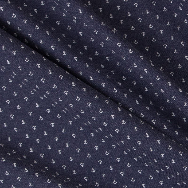 Popeline Denim Ancres Bleu - Ribes y Casals