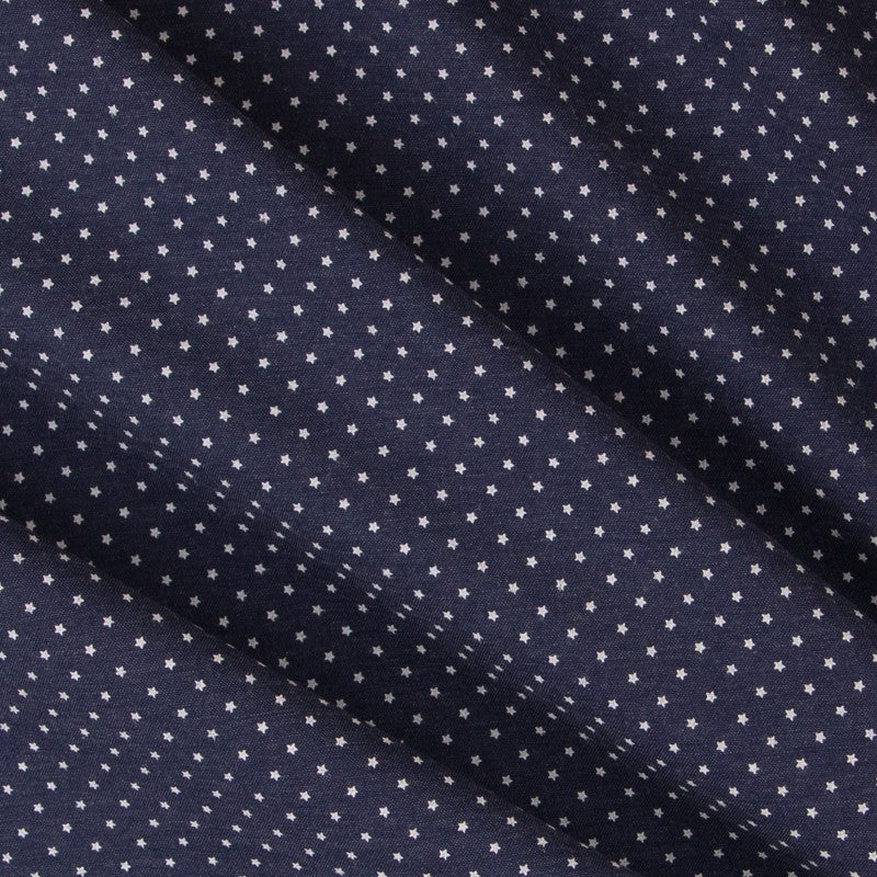 Popeline Denim Etoiles Bleu - Ribes y Casals