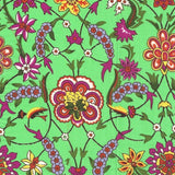 Popeline Fleur Fond Vert - Ribes y Casals