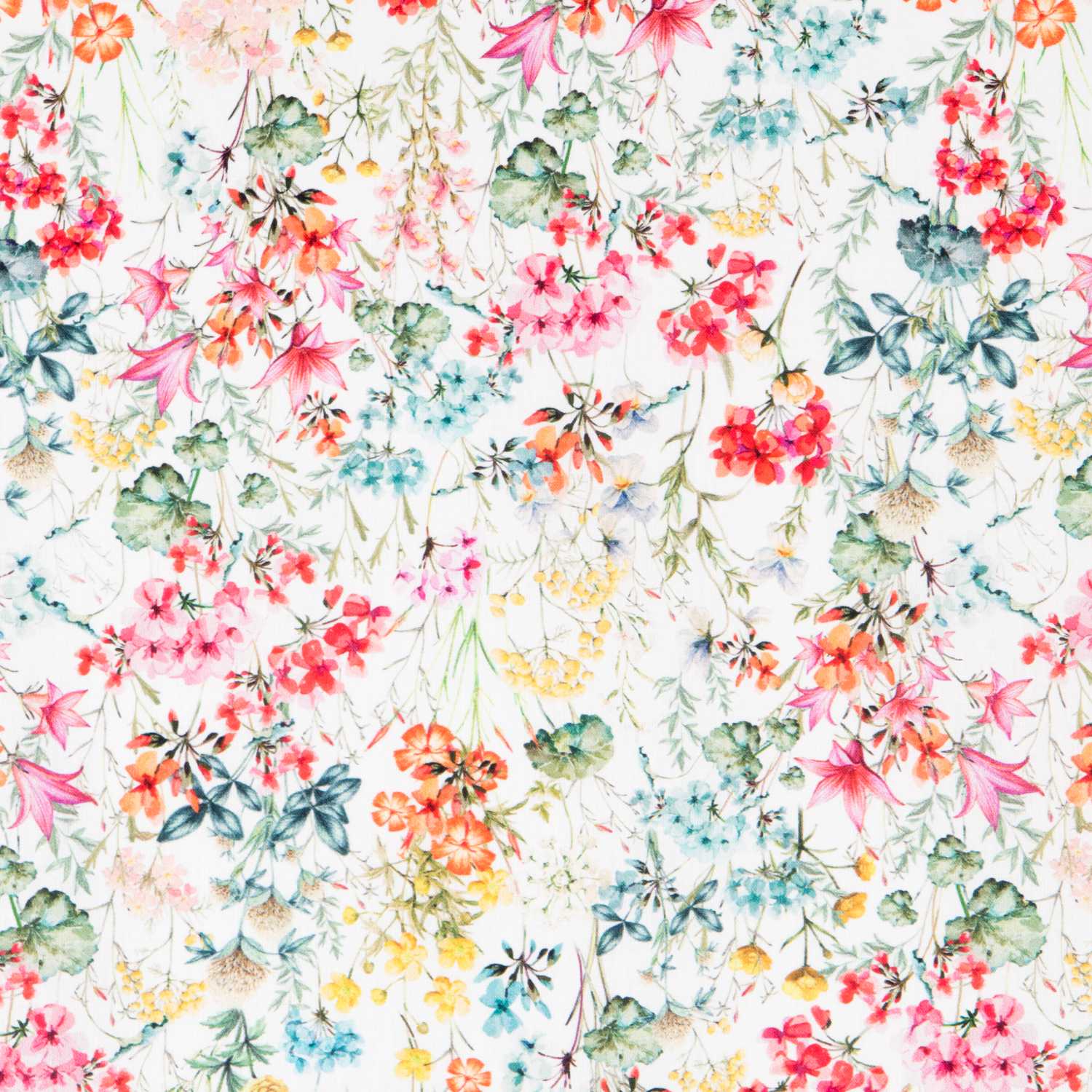 Popeline Coton Florale Blanche - Ribes y Casals