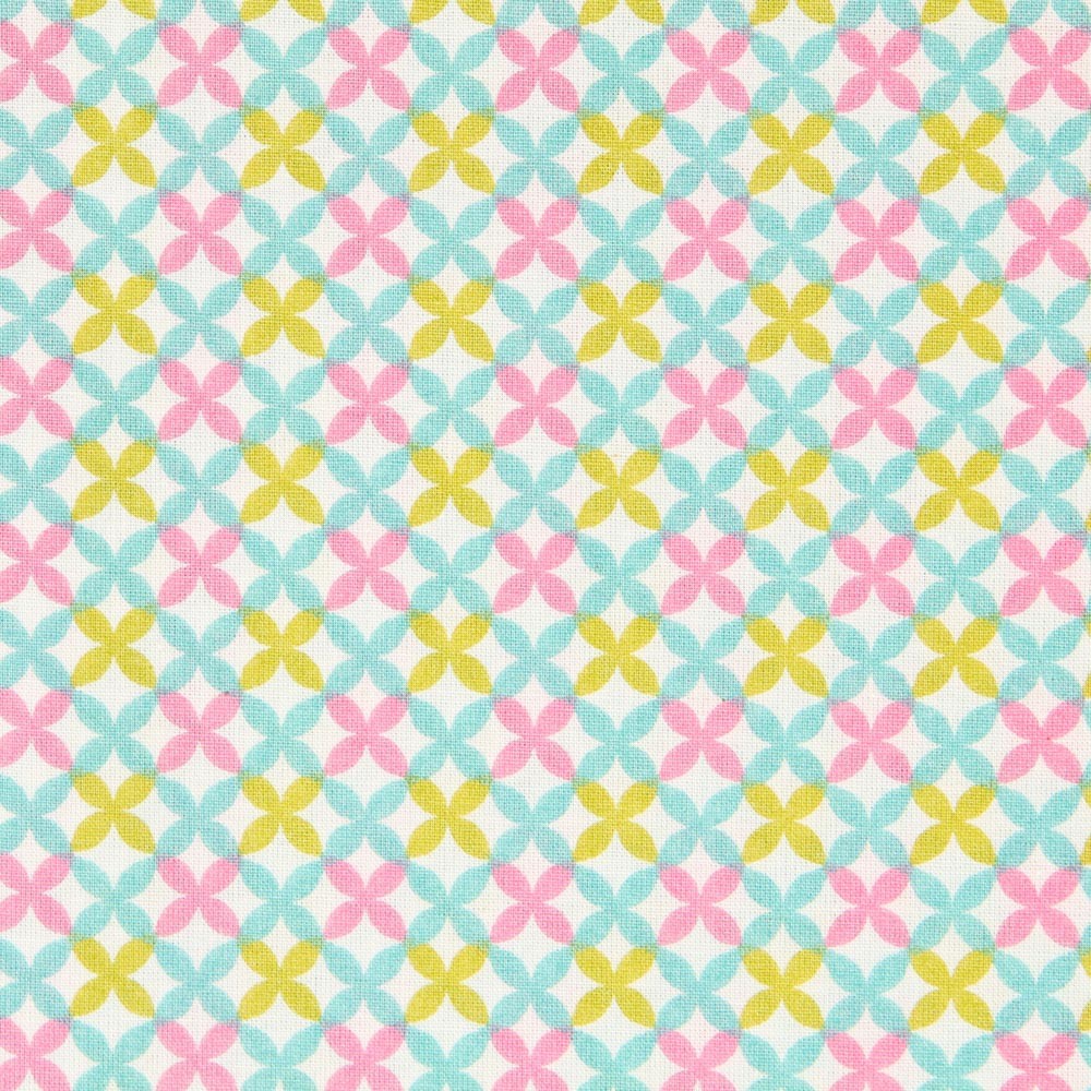 Popeline Rose Verte Géométrique - Ribes y Casals