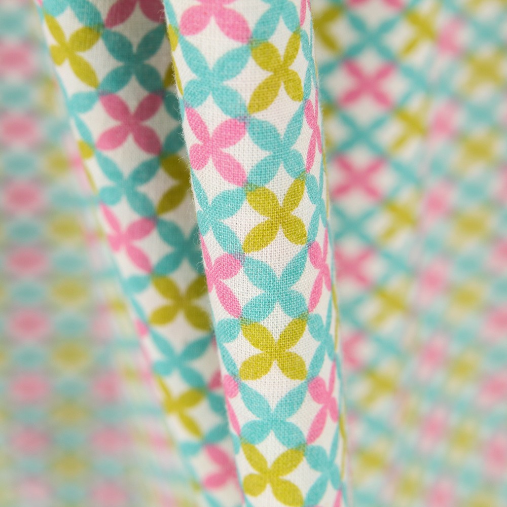 Popeline Rose Verte Géométrique - Ribes y Casals