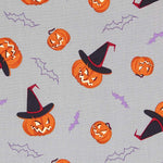 Popeline Halloween Citrouilles Gris - Ribes y Casals